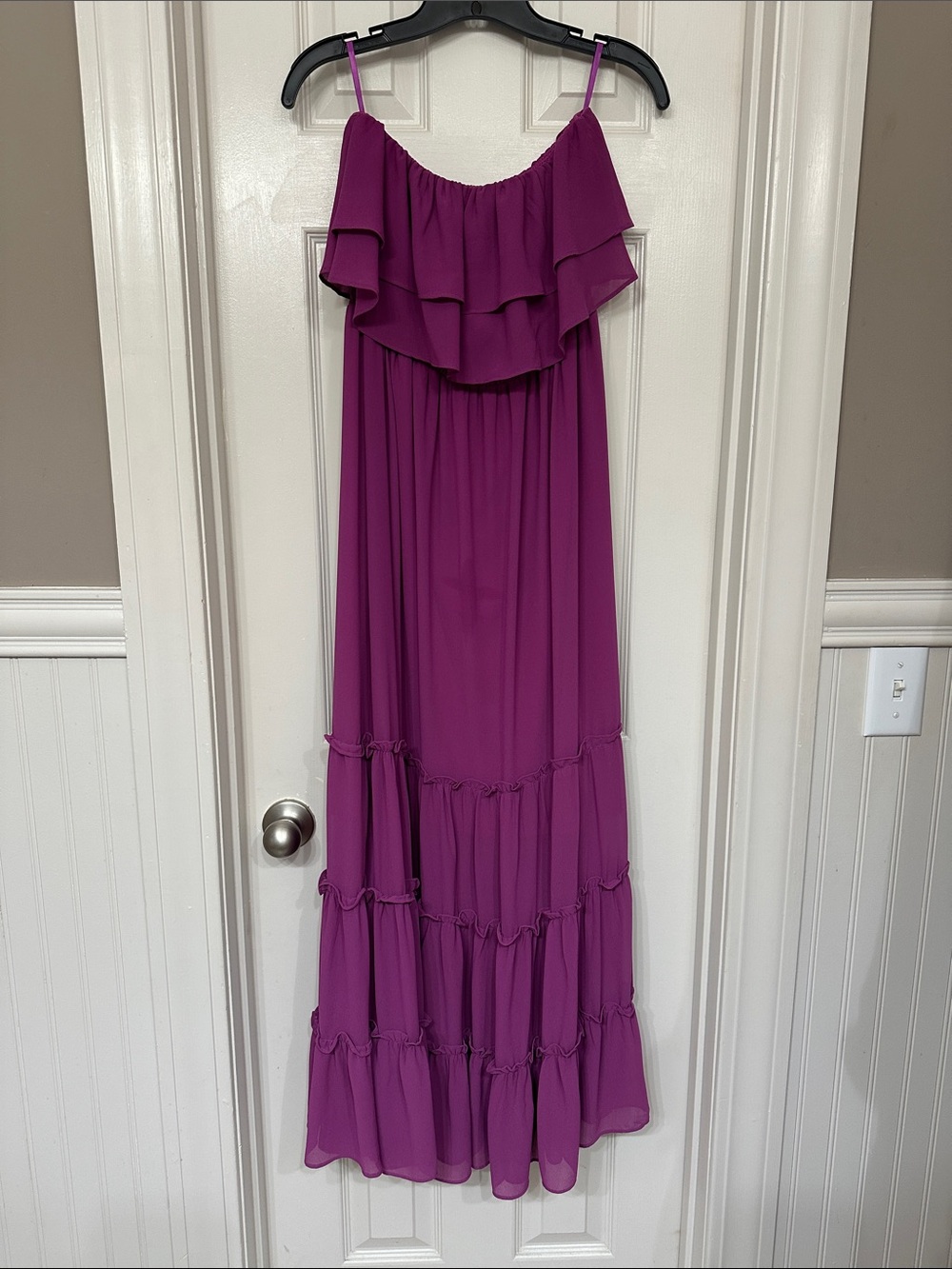 She + Sky Purple Ruffle Tiered Maxi Dress